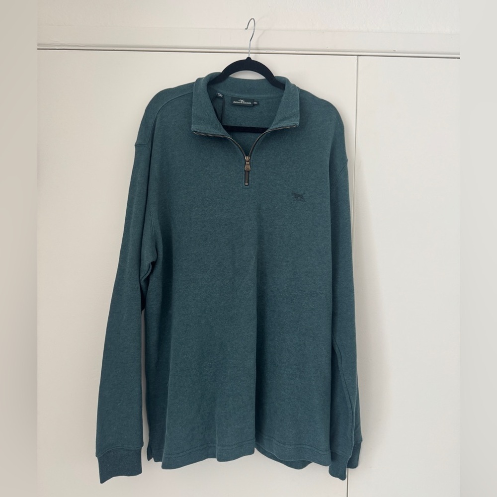 NWT Rodd & Gunn 2XL Quarter Zip Australian Cotton Sweater Teal Pullover